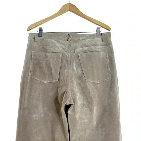 Nordstrom Vintage Tan Suede Leather Straight Leg Pants Women's Size 14 - Picture 5 of 8